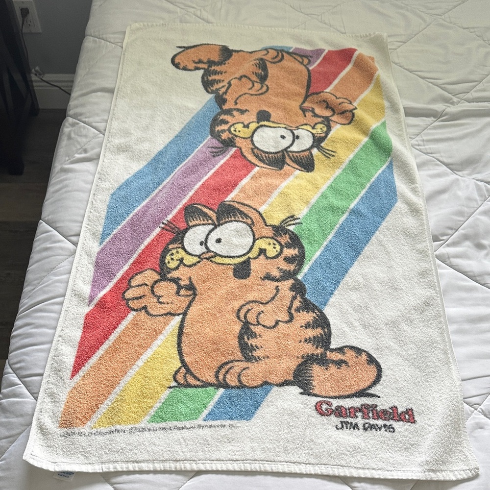 Vintage Garfield Rainbow Beach Towel